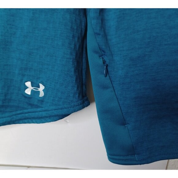 Womens Under Armour Half Zip Sweater Large Teal Athletic Gym Workout - Picture 2 of 6